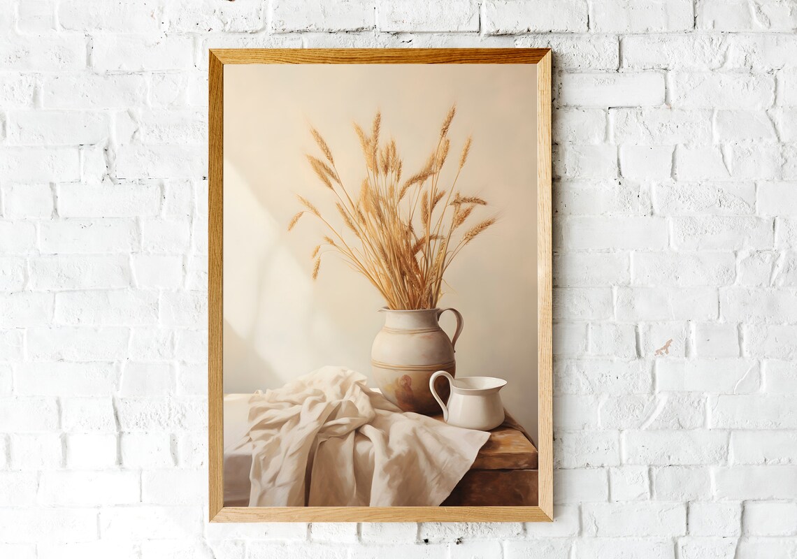 Country Kitchen Wheat Still Life Painting Rustic Farmhouse Art Poster - Image 2