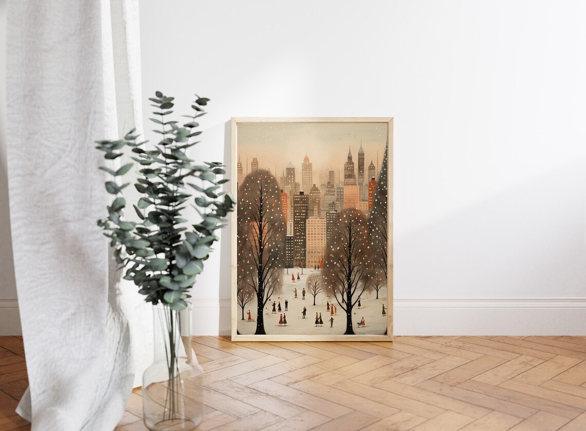 Christmas Town New York Winter Night Art Print - Image 3