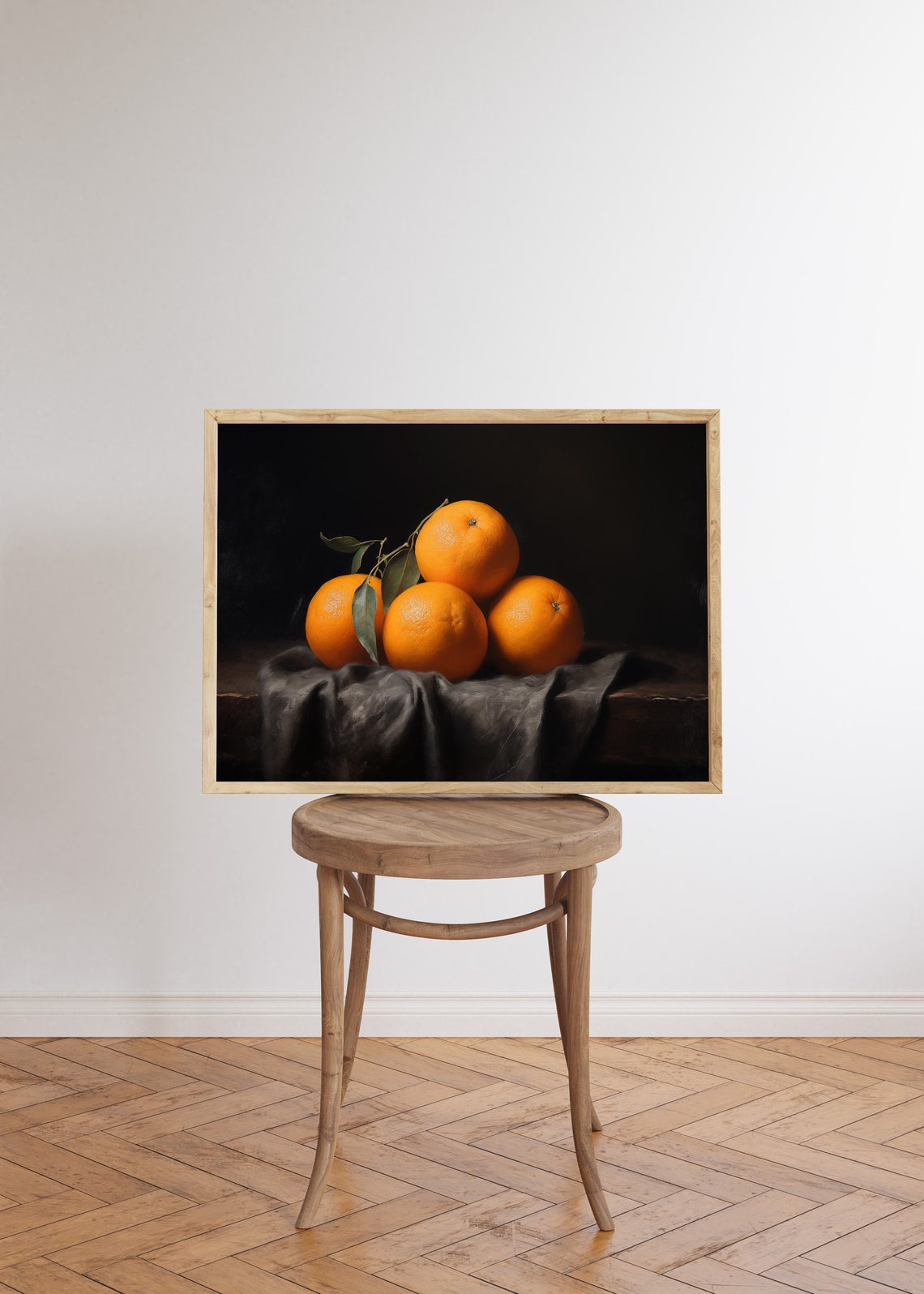 Fresh Oranges Moody Citrus Still Life Fruit Painting Wall Art - Image 5