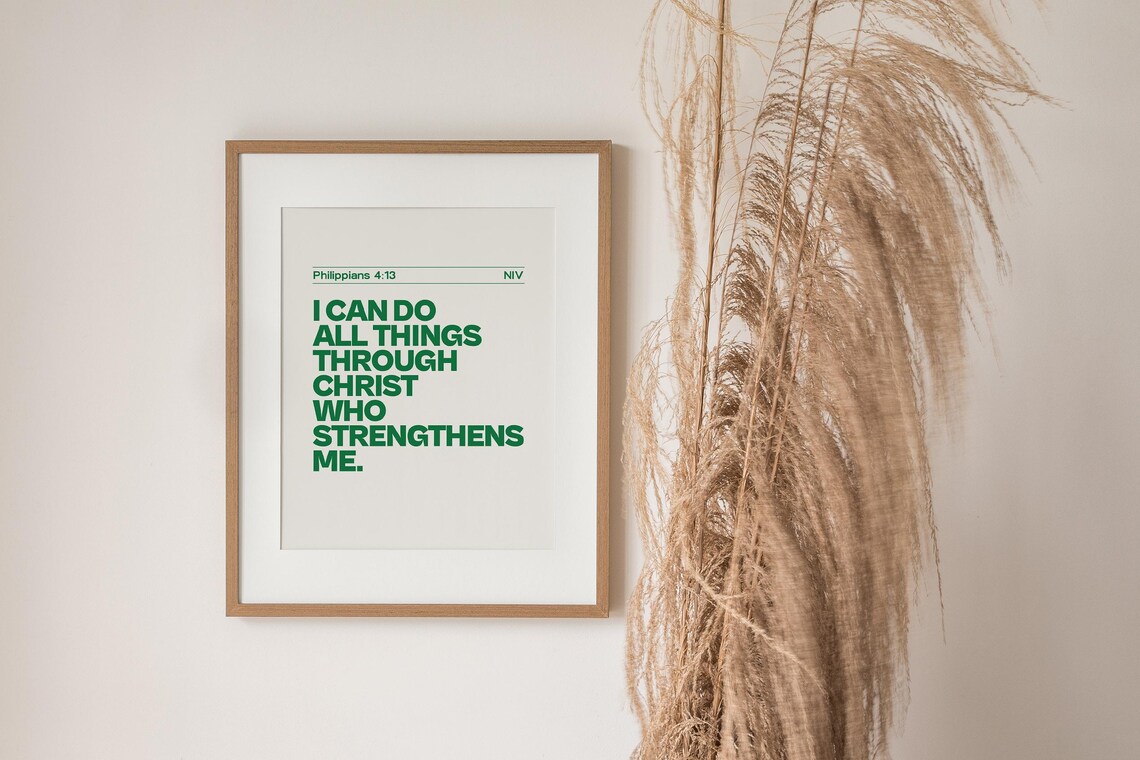 Philippians 4:13 Christian Retro Bible Verse Art - Image 2