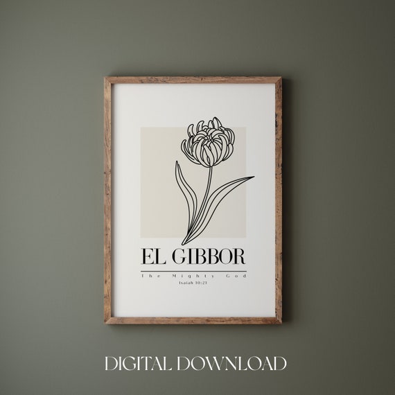 Jehovah El Gibbor Isaiah 1021 The Mighty God Hebrew Name Of God Boho Wildflower Christian Wall Art Bible Verse Wall Art