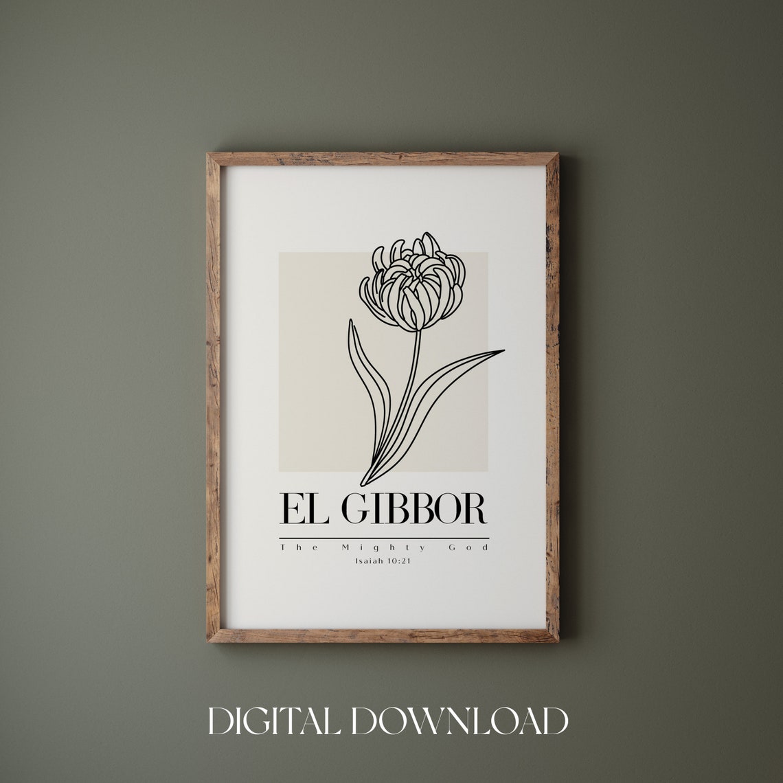 El Gibbor The Mighty God Isaiah 10 21 Hebrew Name Boho Line Art Poster