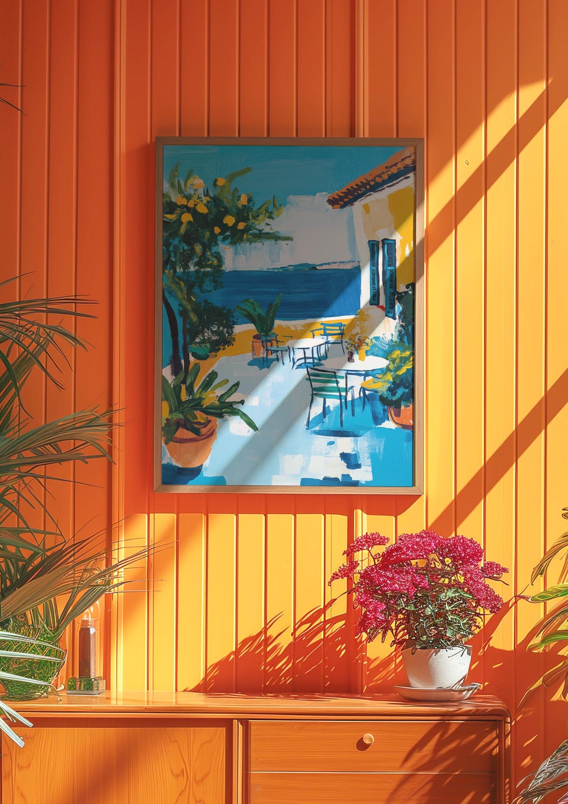 Sunlit Mediterranean Terrace Sea View Lemon Tree Amalfi Art Poster - Image 3