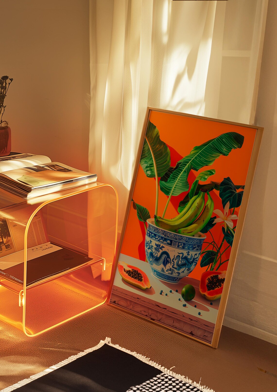 Banana Painting Print, Kitsch Preppy Fruit Decor - Image 3