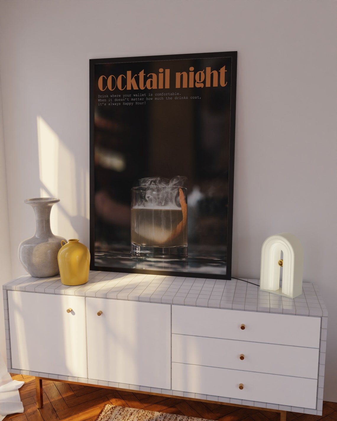 Cocktail Night Smoky Old Fashioned Poster for the Home Bar and Lounge - Image 2