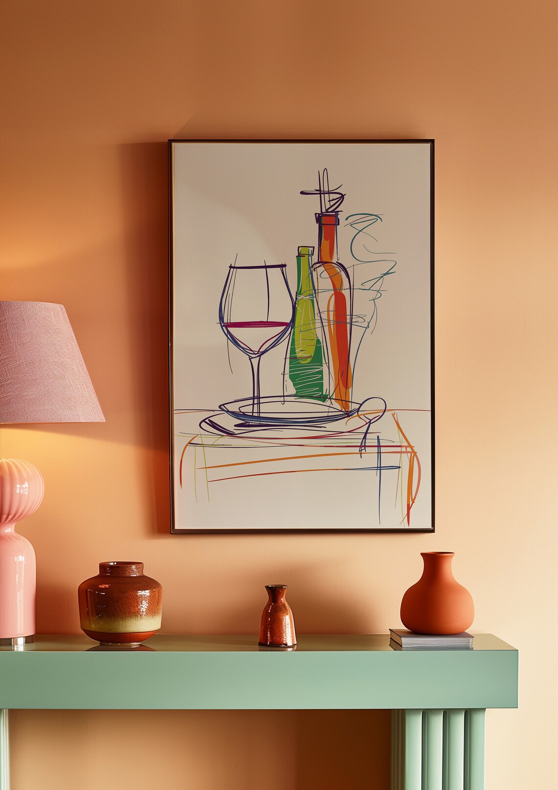 70s Retro Line Art Poster, Psychedelic Kitchen Print - Image 2