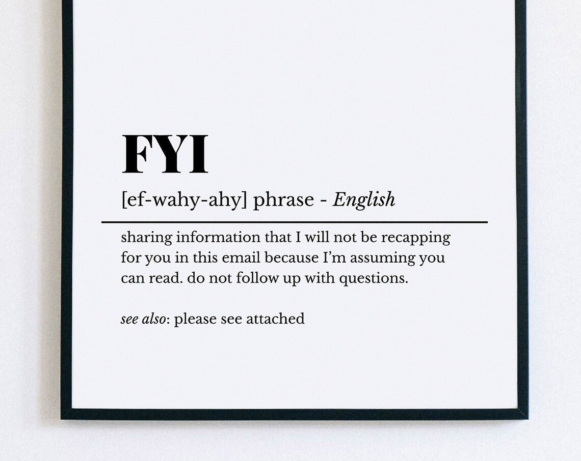 FYI Funny Office Email Definition Phrase Coworker Humor Wall Poster