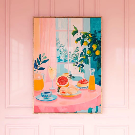 Citrus Fruit Wall Art Print Fresh Breakfast Poster With Oranges Grapefruit Colourful Kitchen Decor Bon Apptit Collection
