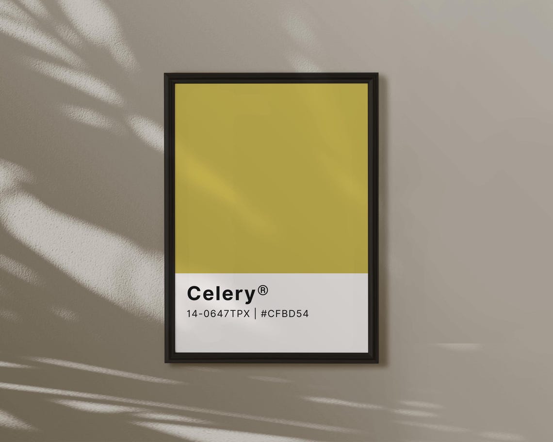 Celery Yellow Green Colour Swatch Card Minimalist Pantone Poster