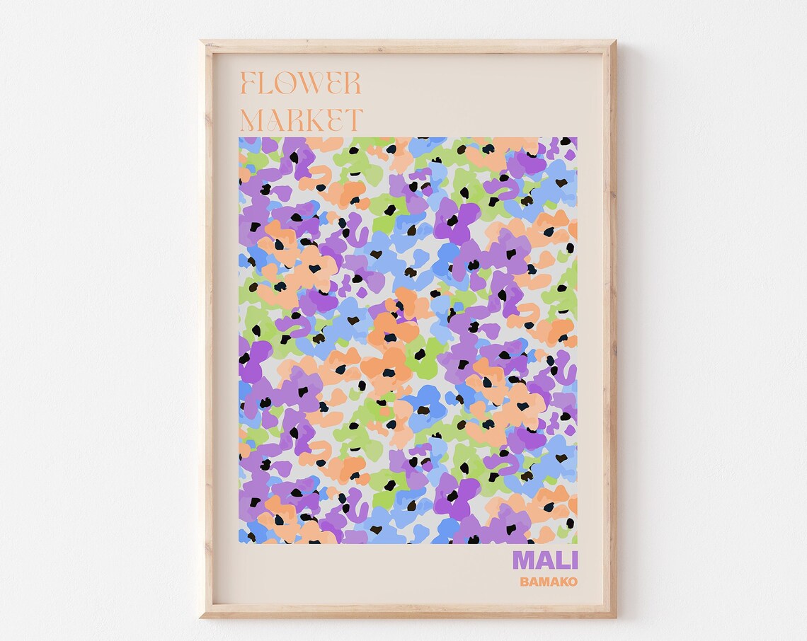 Mali Bamako Flower Market Soft Pastel Lavender Blossom Art Poster