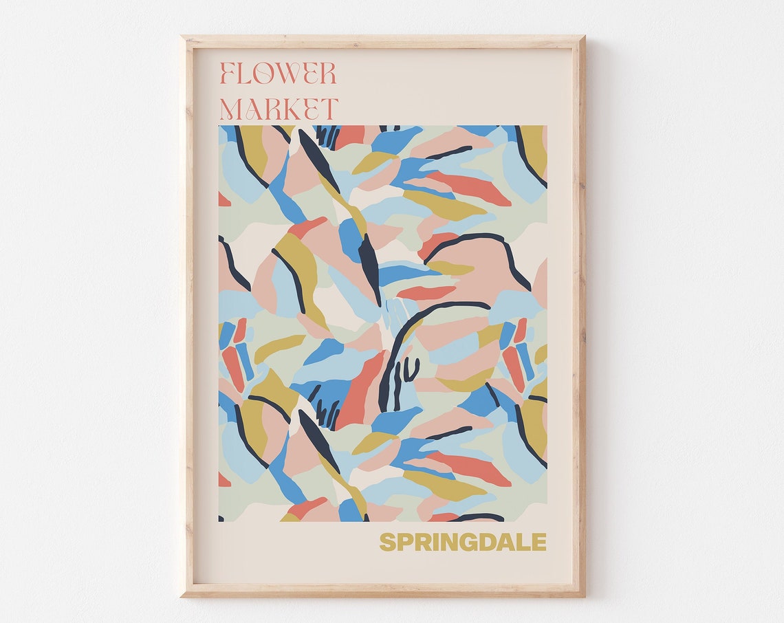 Springdale Flower Market Pastel Abstract Leaf Pattern Art Poster