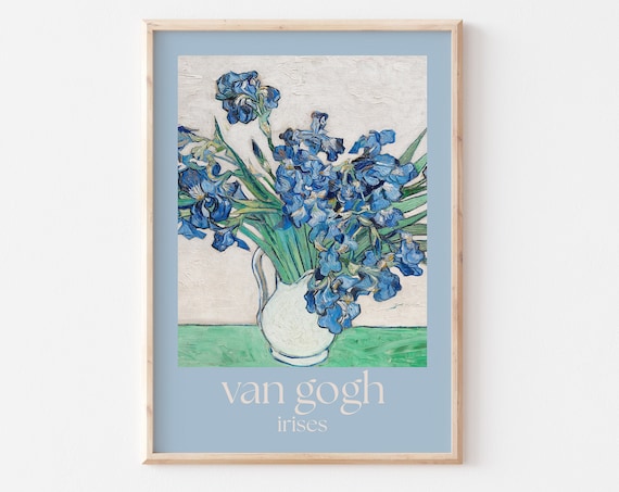 Vincent van Gogh Irises Blue Floral Bouquet Pitcher Vase Poster