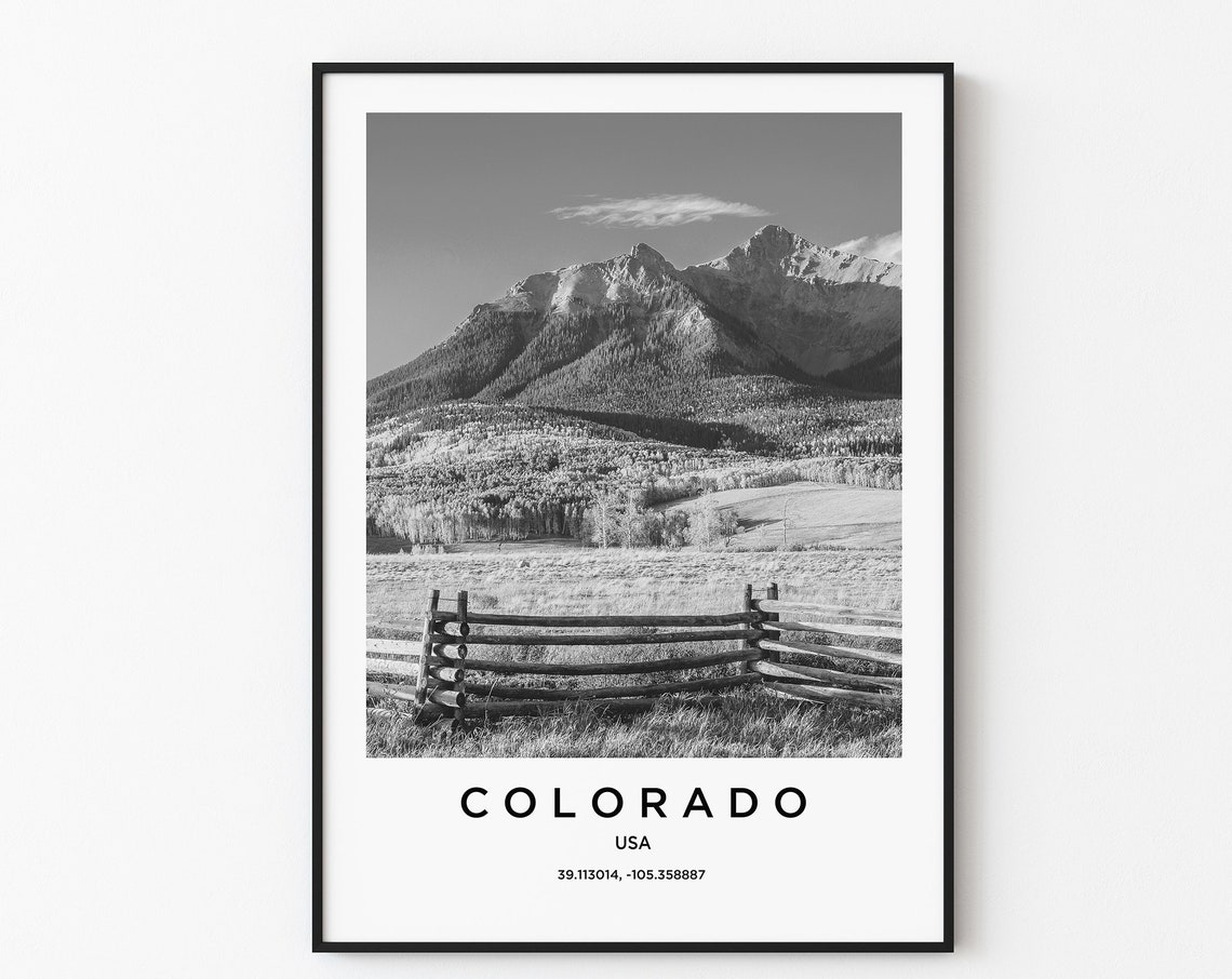 Colorado Travel Poster Colorado Print Colorado Photo Print Black And White Photography Monochrome Travel Photography America Travel