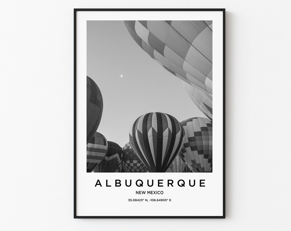 Albuquerque New Mexico Hot Air Balloons Black and White Poster