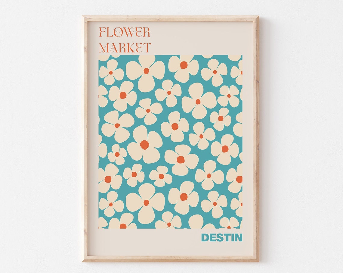 Destin Poster Destin Wall Art Destin Personalised Travel Poster Destin Flower Market Print Floral Wall Destin