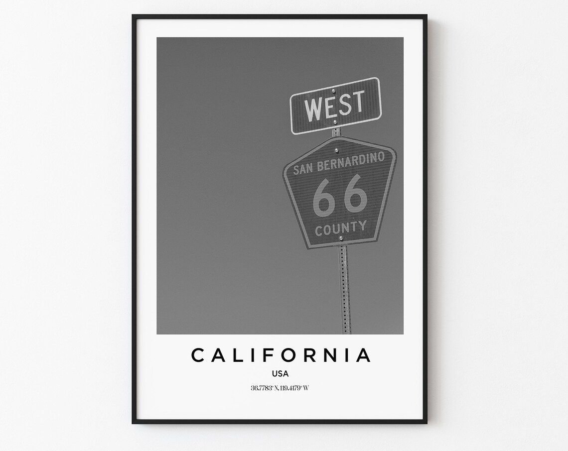 California USA Route 66 San Bernardino County Road Sign Photo Poster