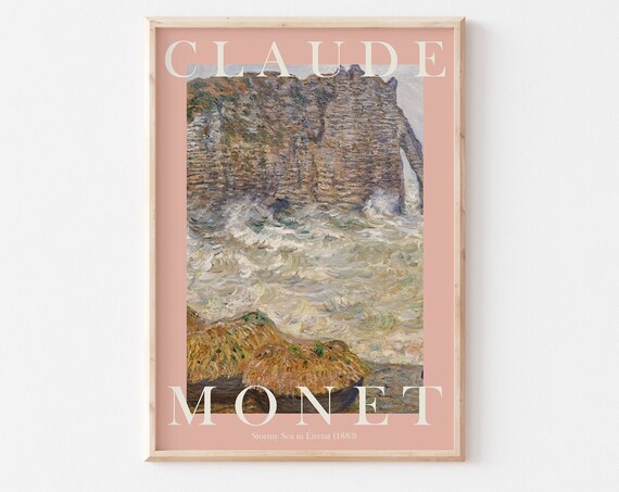 Claude Monet Stormy Sea in Etretat 1883 Waves And Cliffs Poster