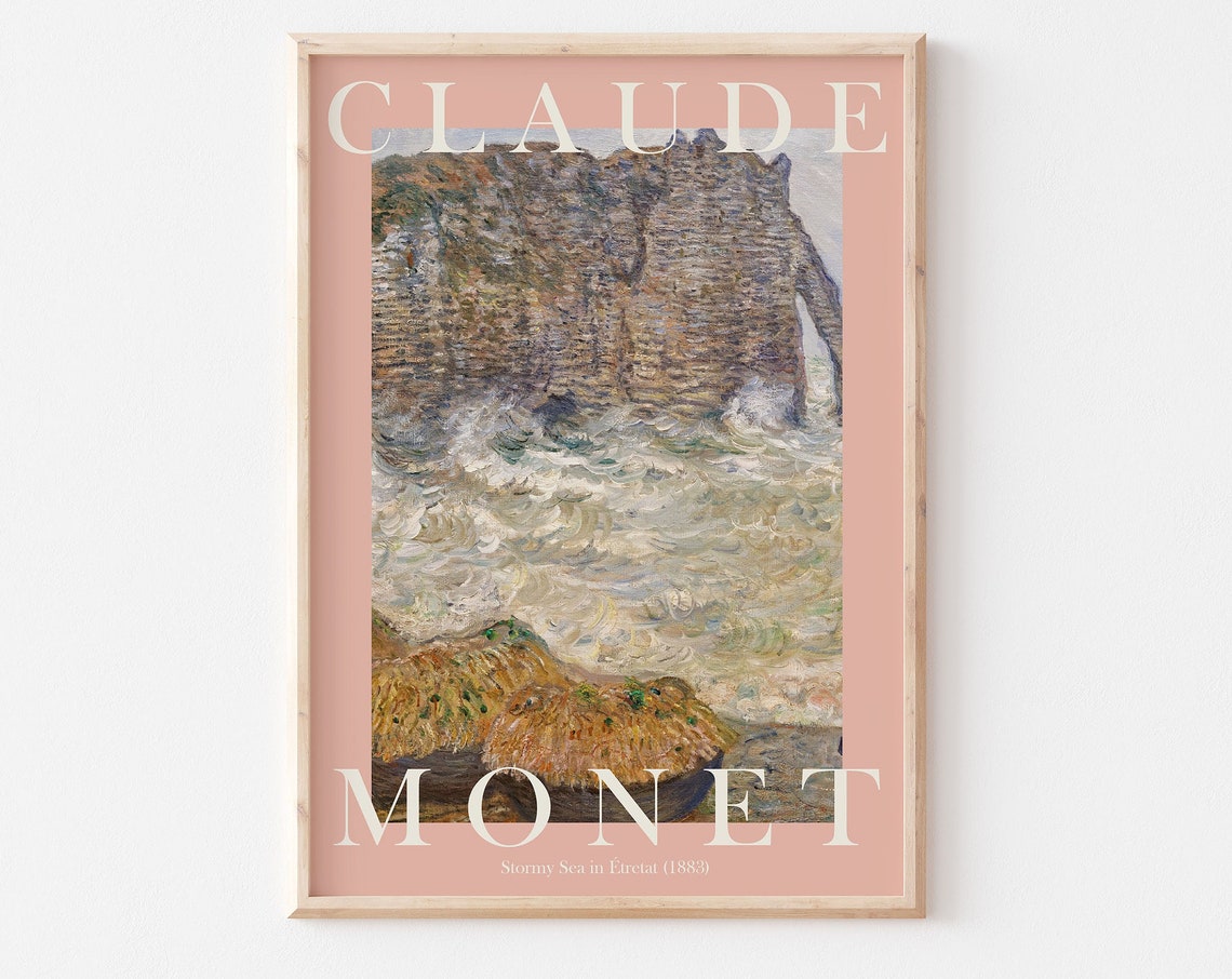 Claude Monet Stormy Sea in Etretat 1883 Waves And Cliffs Poster