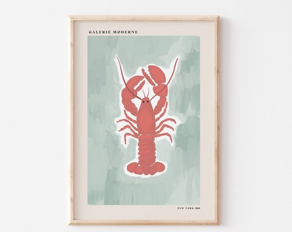 Lobster Art Print Fun Poster Modern Kitchen Wall Decor Kitchen Wall Art Lobster Kitchen Poster Fruit Kitchen Print
