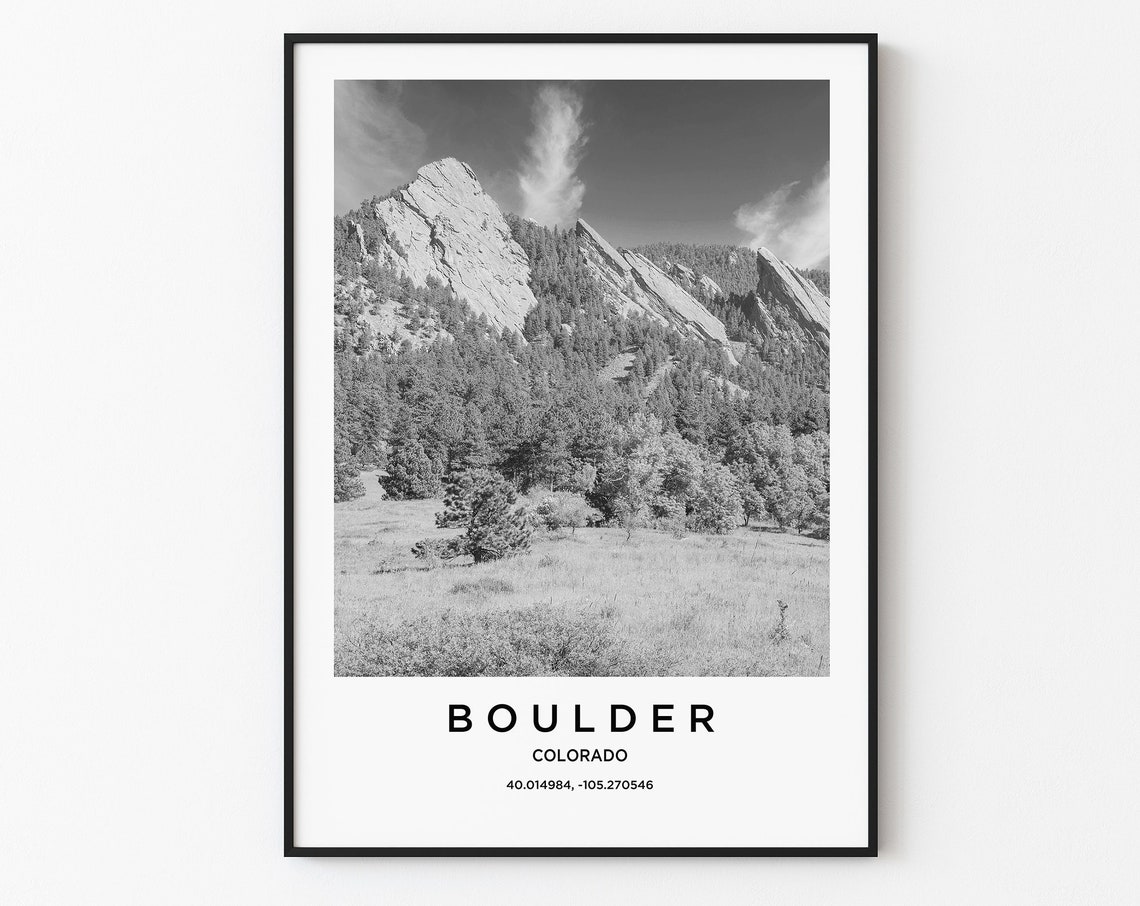Boulder Colorado Flatirons Rock Formations Black White Nature Poster