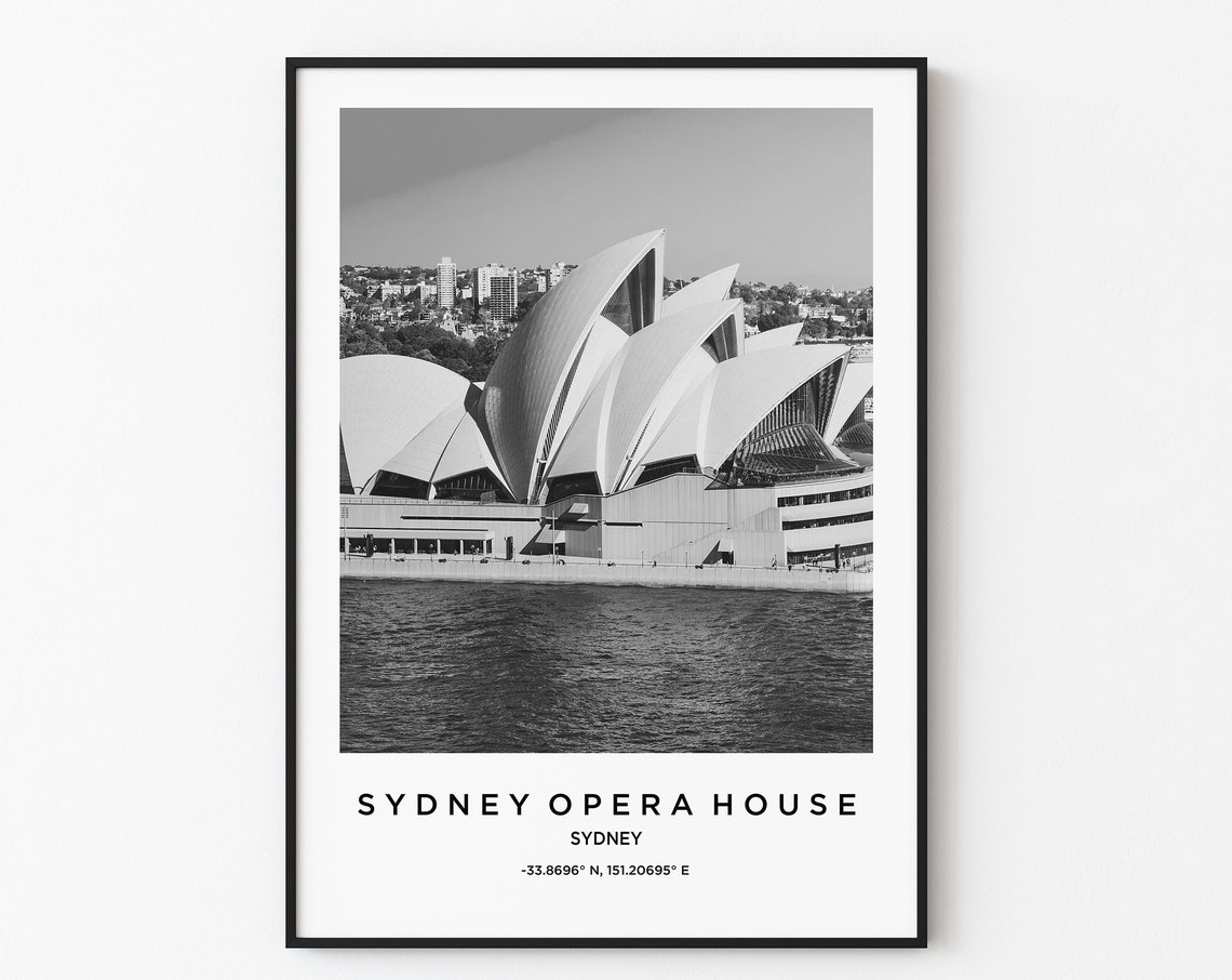 Sydney Opera House Travel Poster Sydney Print Sydney Photo Print Black And White Photography Monochrome Travel Photography