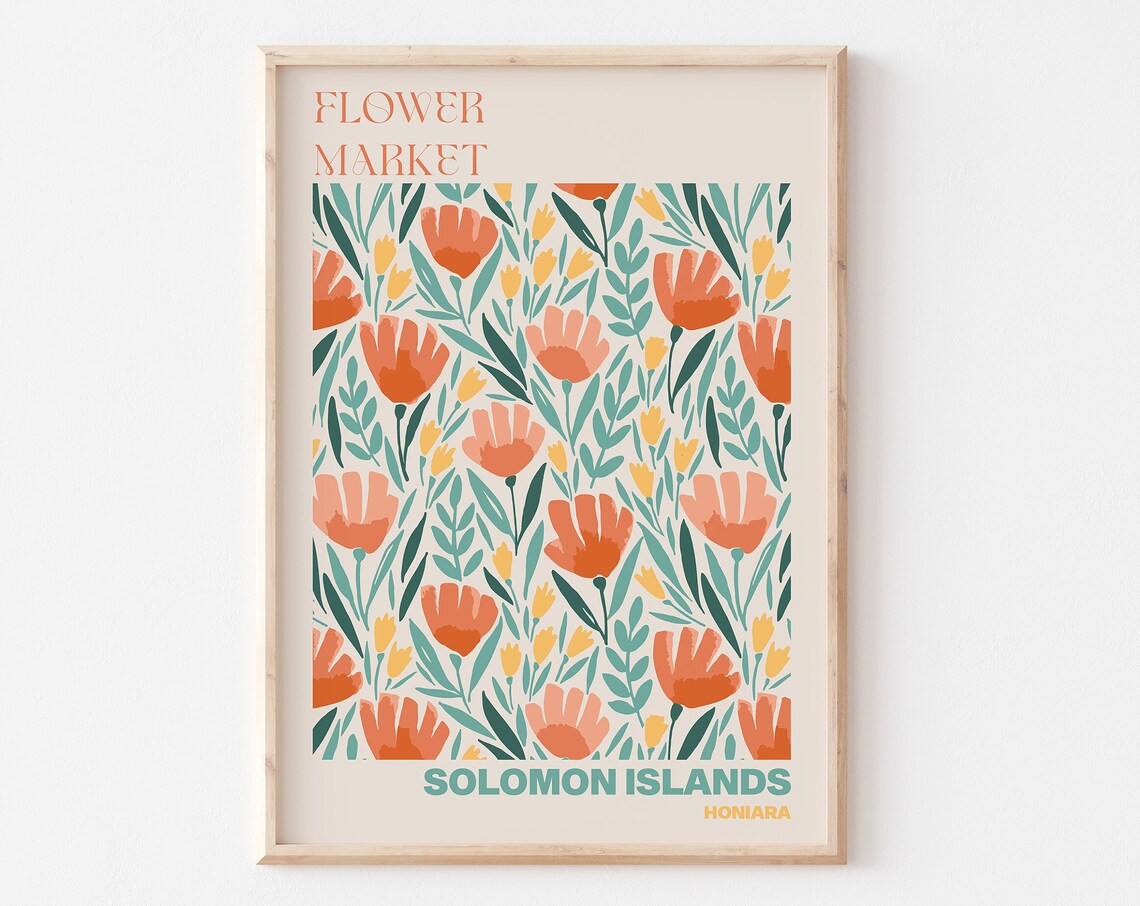 Solomon Islands Honiara Flower Market Coral Tulip Pattern Poster