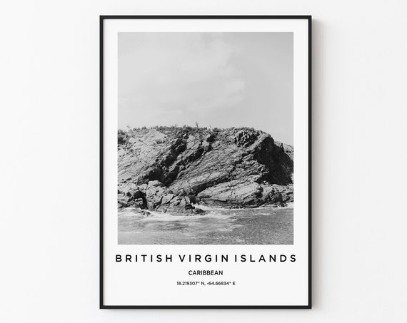 British Virgin Islands Travel Poster British Virgin Islands Print British Virgin Islands Photo Wall Decor Black And White Photography