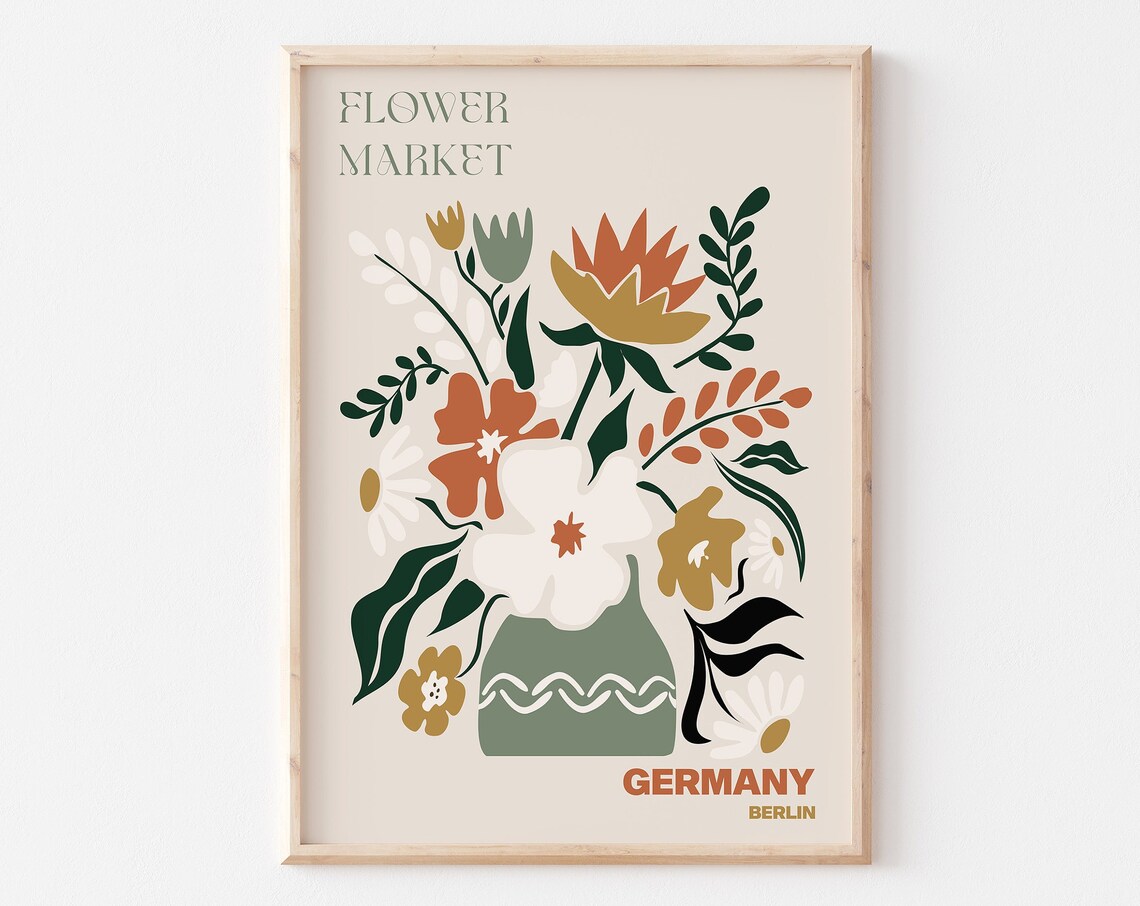 Germany Berlin Rustic Boho Bouquet Flower Market Vase Poster