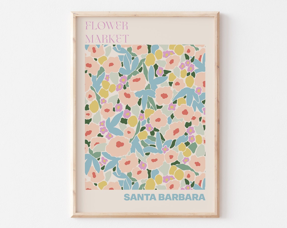 Santa Barbara Flower Market Peach Blossom Pattern Art Poster