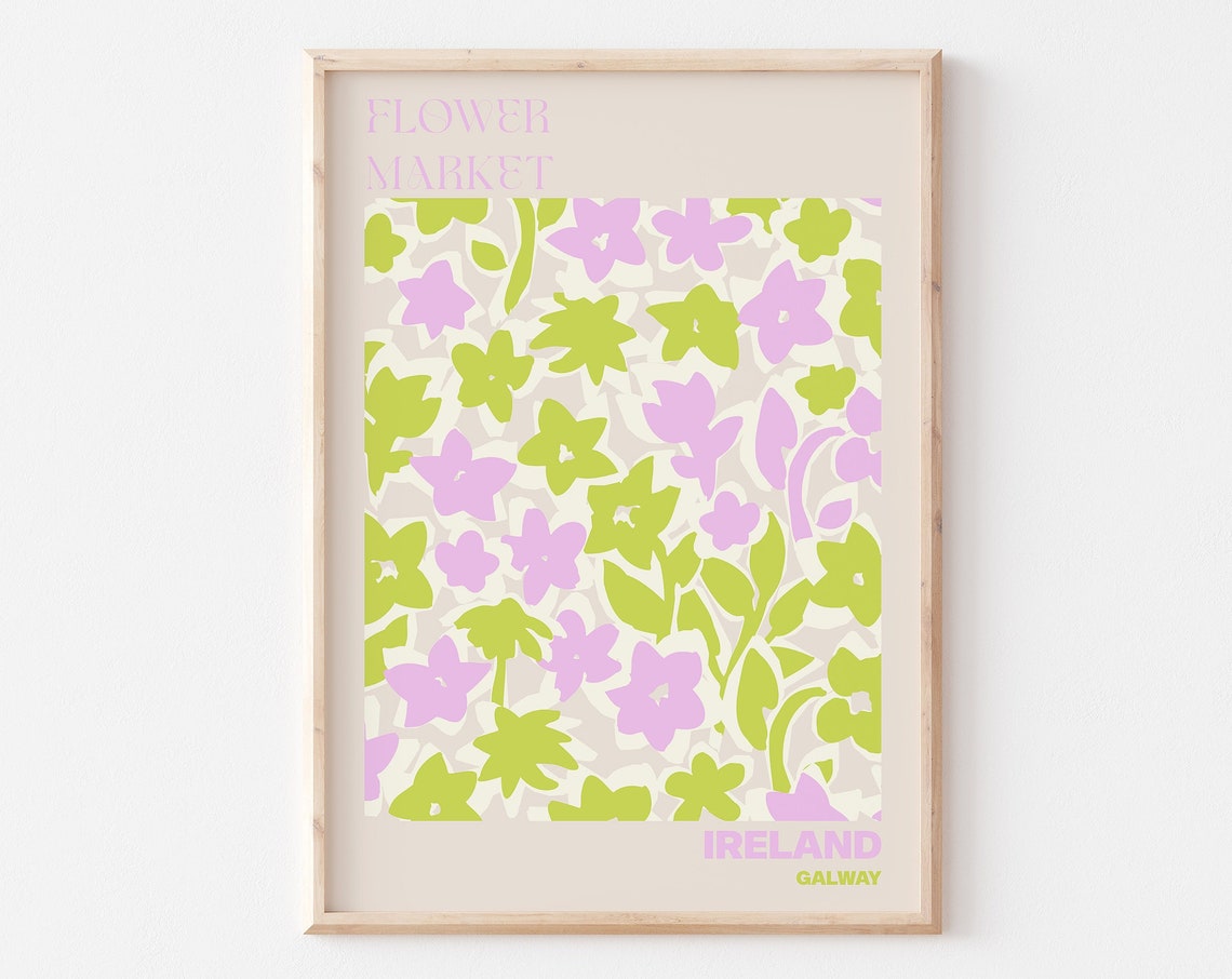 Ireland Galway Flower Market Lavender Lime Abstract Bloom Poster