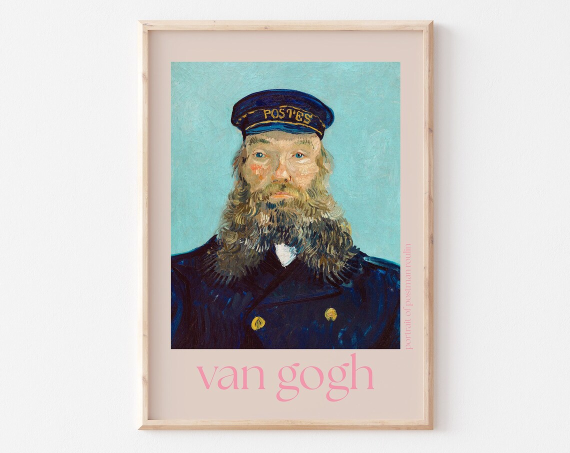 Van Gogh The Postman Roulin Portrait with Blue Cap Art Poster