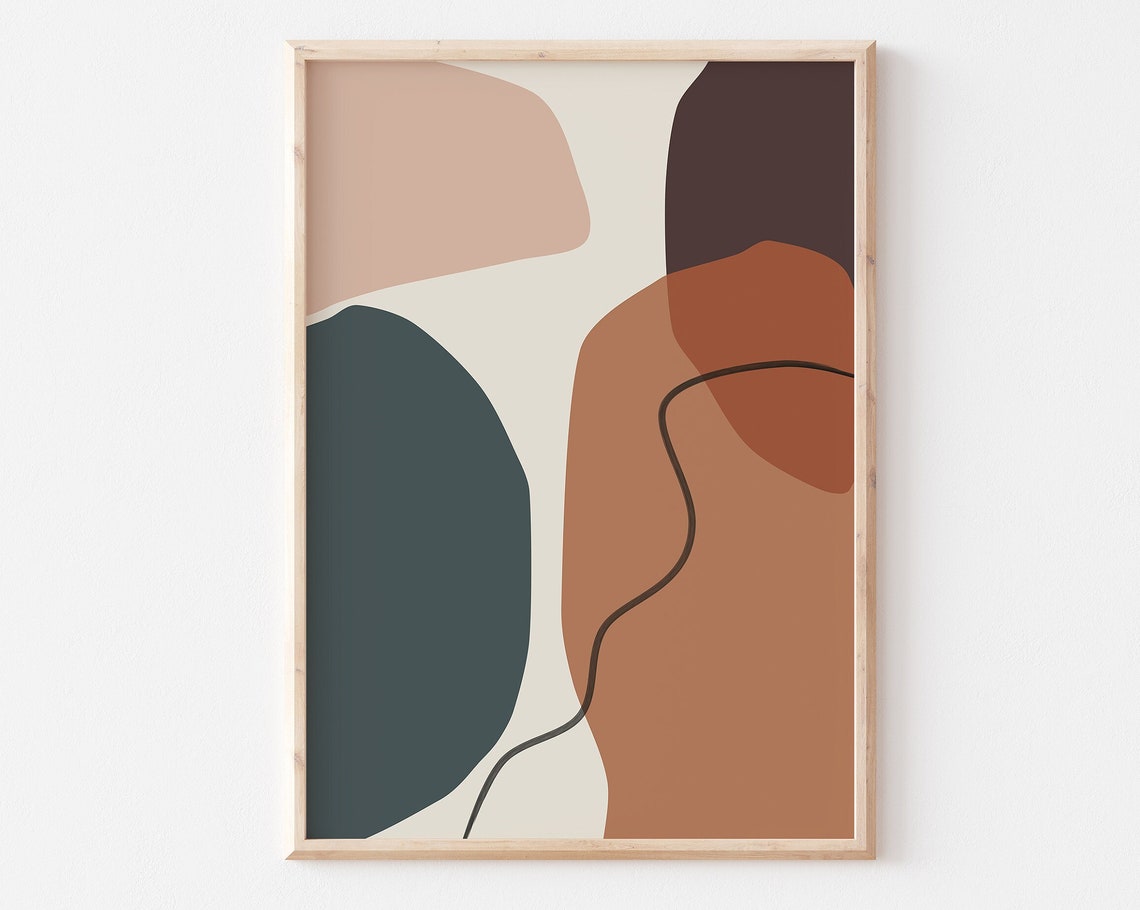 Terracotta Pink Green Boho Abstract Blobs Minimal Art Poster - Image 3