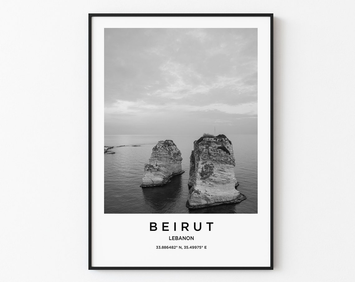 Beirut Travel Poster Beirut Print Beirut Photo Print Black And White Photography Monochrome Travel Photography Lebanon Travel