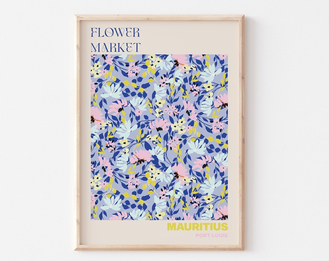 Port Louis Poster Personalised Travel Poster Port Louis Flower Market Print Floral Wall Decor Mauritius Travel Poster