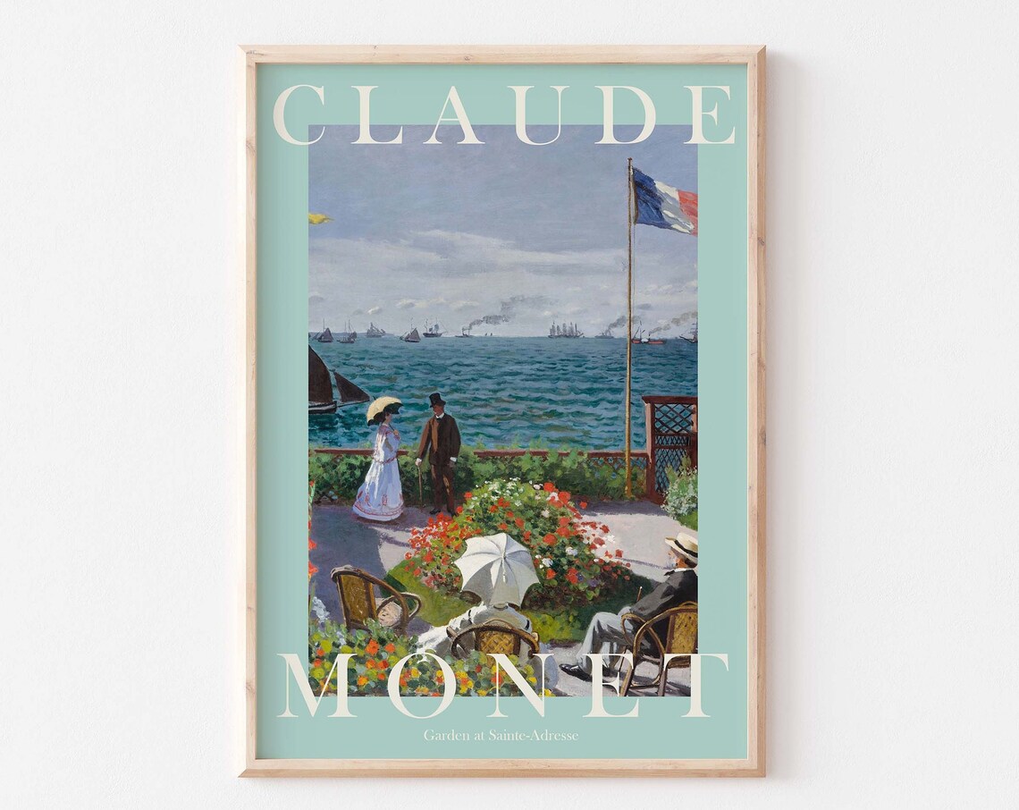 Claude Monet Garden at Sainte-Adresse Seaside Gathering Poster