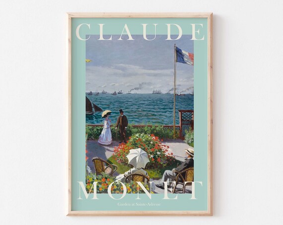 Claude Monet Garden at Sainte-Adresse Seaside Gathering Poster
