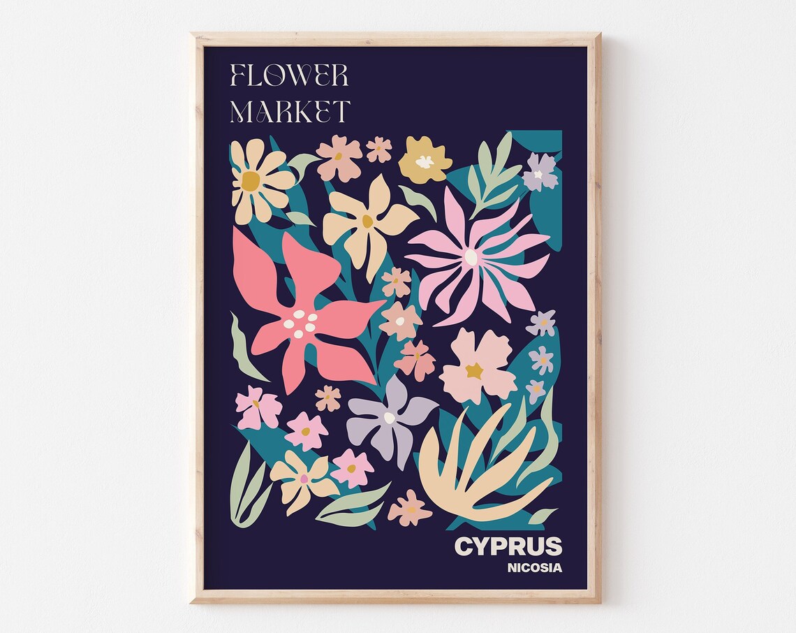 Nicosia Cyprus Flower Market Bright Colorful Tropical Bloom Poster