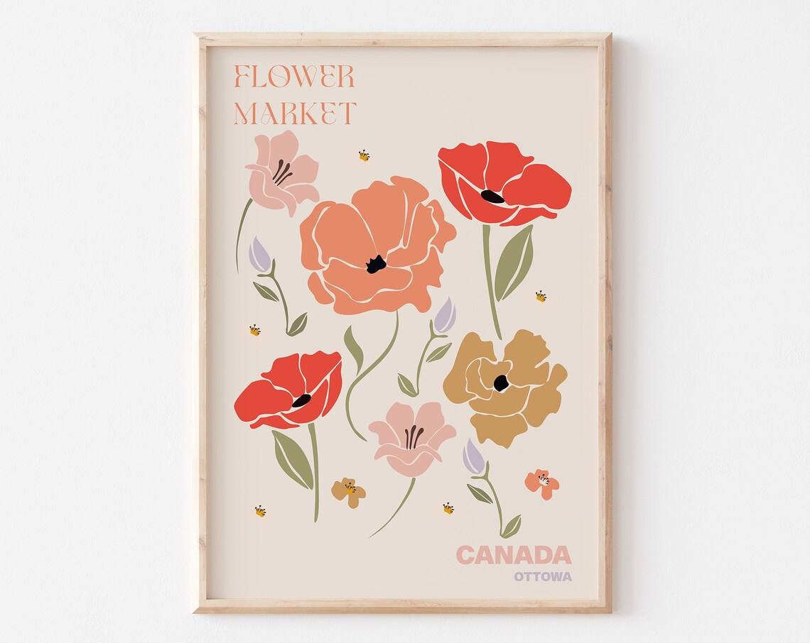 Canada Flower Market Ottowa Colorful Poppy Blossom Art Poster
