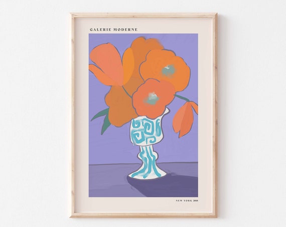 Flowers In Vase Art Print Modern Floral Poster Modern Gallery Poster Minimalist Decor A4 A3 A2 A1 A0 New York Gallery Art