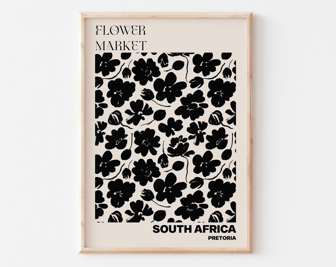South Africa Poster South Africa Wall Art South Africa Personalised Travel Poster South Africa Flower Market Print Floral Wall Decor