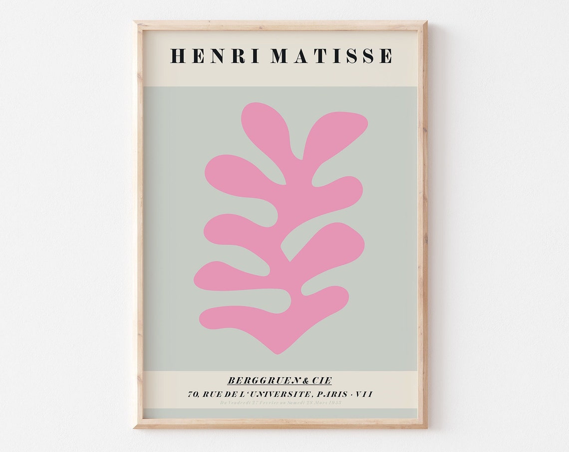 Matisse Print Pretty Pink Grey Shape Cut Outs Print Exhibition Print Matisse Inspired Art A4 A3 A2 Home Decor Gallery Wall