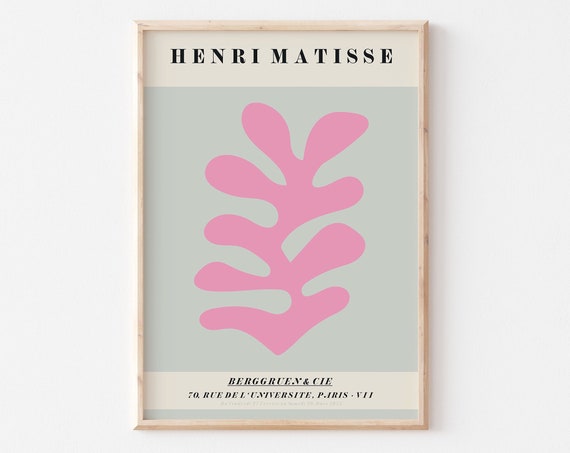 Matisse Print Pretty Pink Grey Shape Cut Outs Print Exhibition Print Matisse Inspired Art A4 A3 A2 Home Decor Gallery Wall