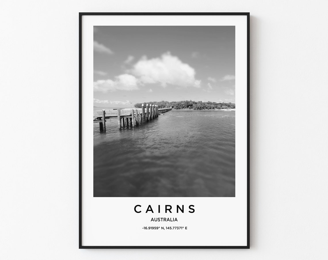 Cairns Travel Poster Cairns Print Cairns Photo Print Black And White Photography Monochrome Travel Photography Australia Wall Decor