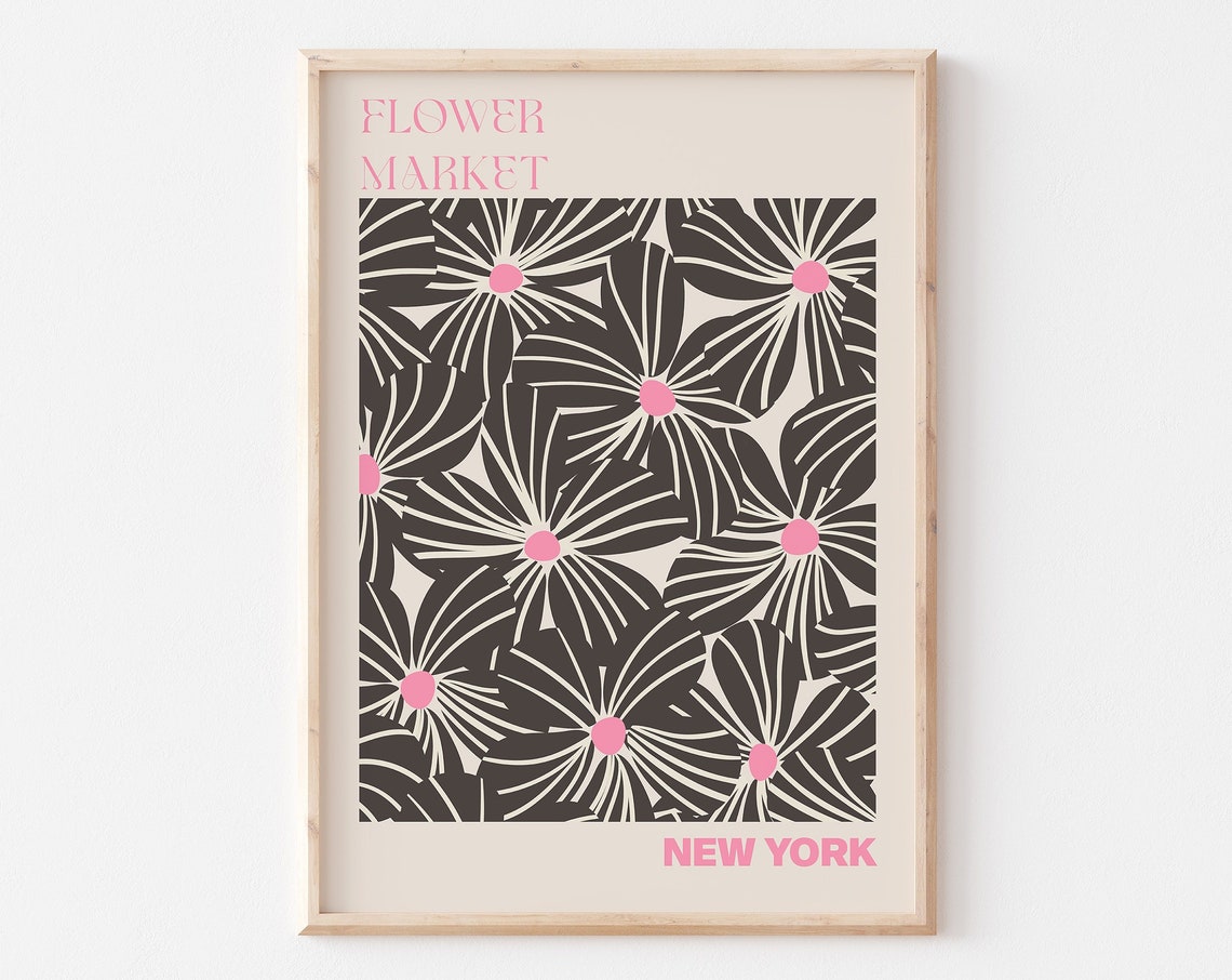 New York Poster Personalised Travel Poster New York Flower Market Print Floral Wall Decor America Travel Poster