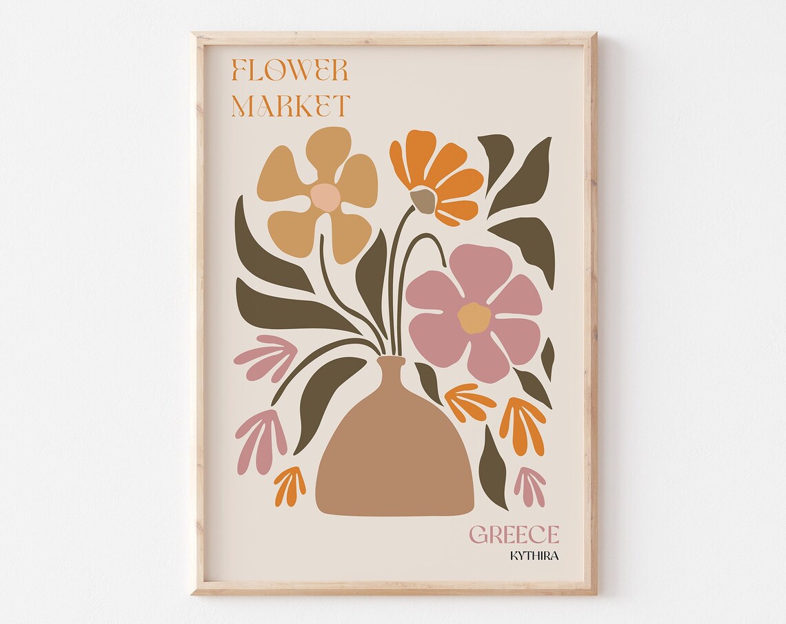 Flower Market Greece Kythira Vase Bouquet Terracotta Warm Poster