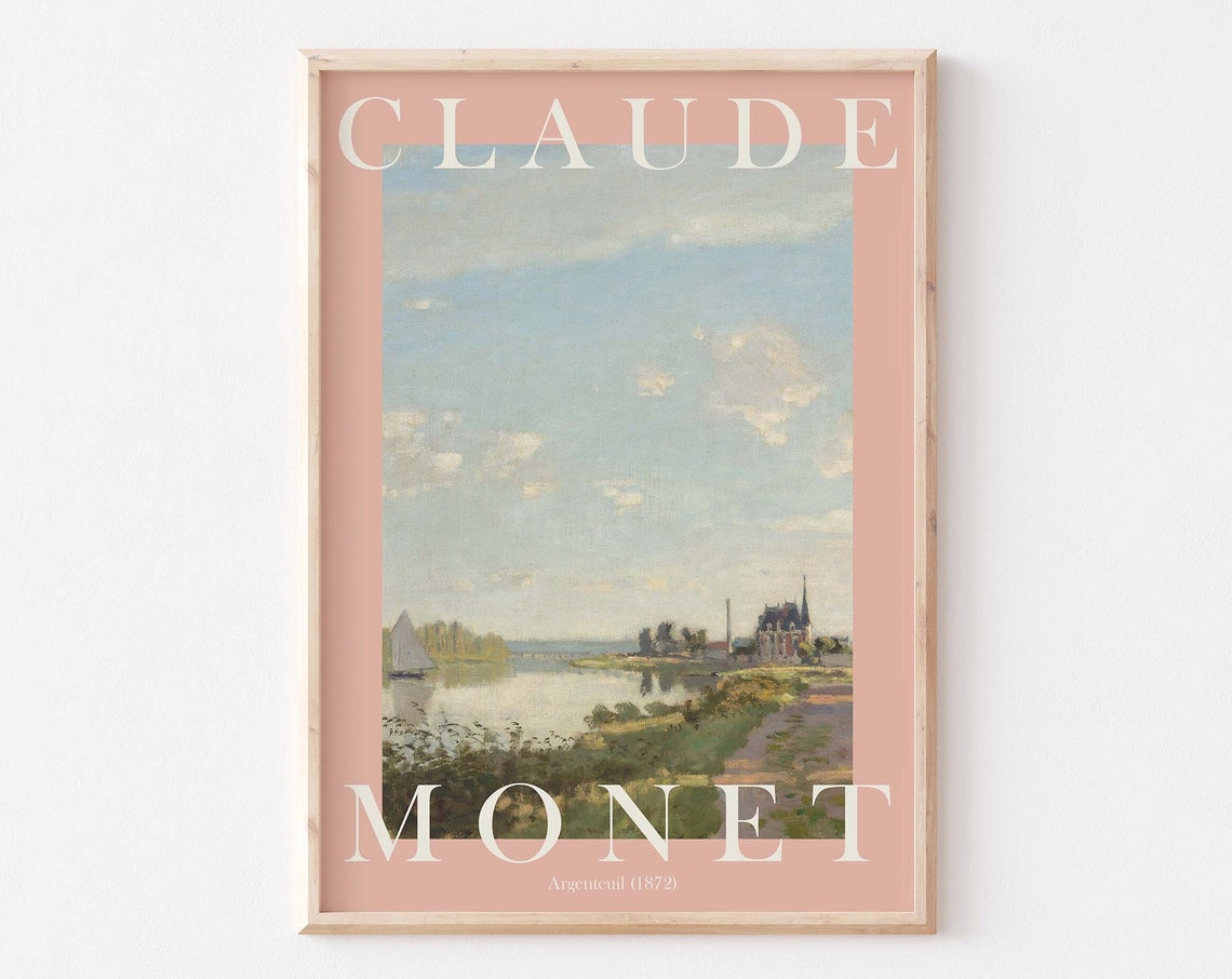 Claude Monet Argenteuil 1872 Morning River Sailboat Church Poster