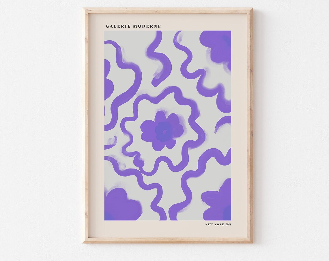 Galerie Moderne Purple Squiggle Floral Abstract Colorful Poster