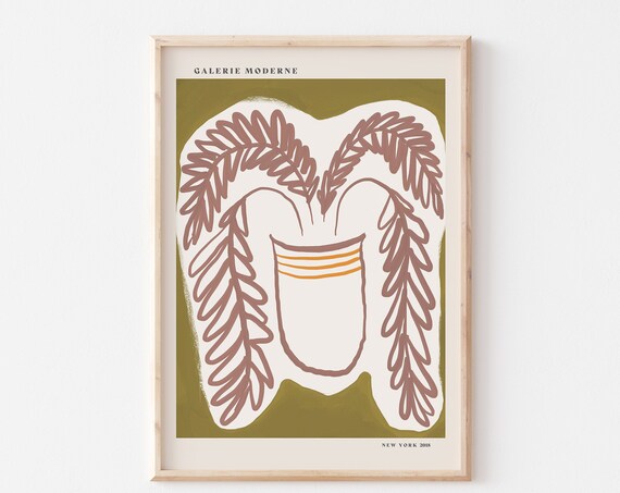 Galerie Moderne Terracotta Potted Plant Botanical Olive Poster
