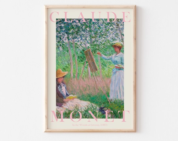 Claude Monet In The Woods At Giverny 1887 Woman Painting Easel Poster