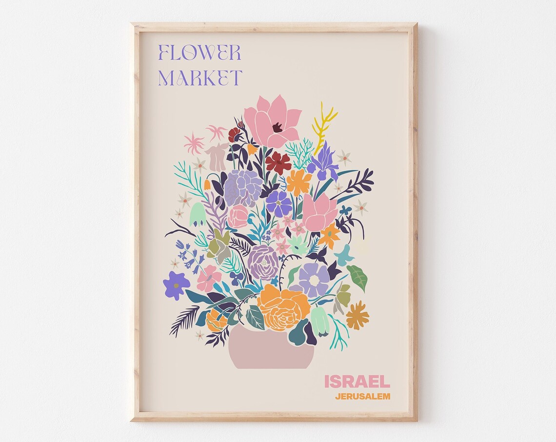 Israel Jerusalem Flower Market Lush Colorful Bouquet Vase Poster